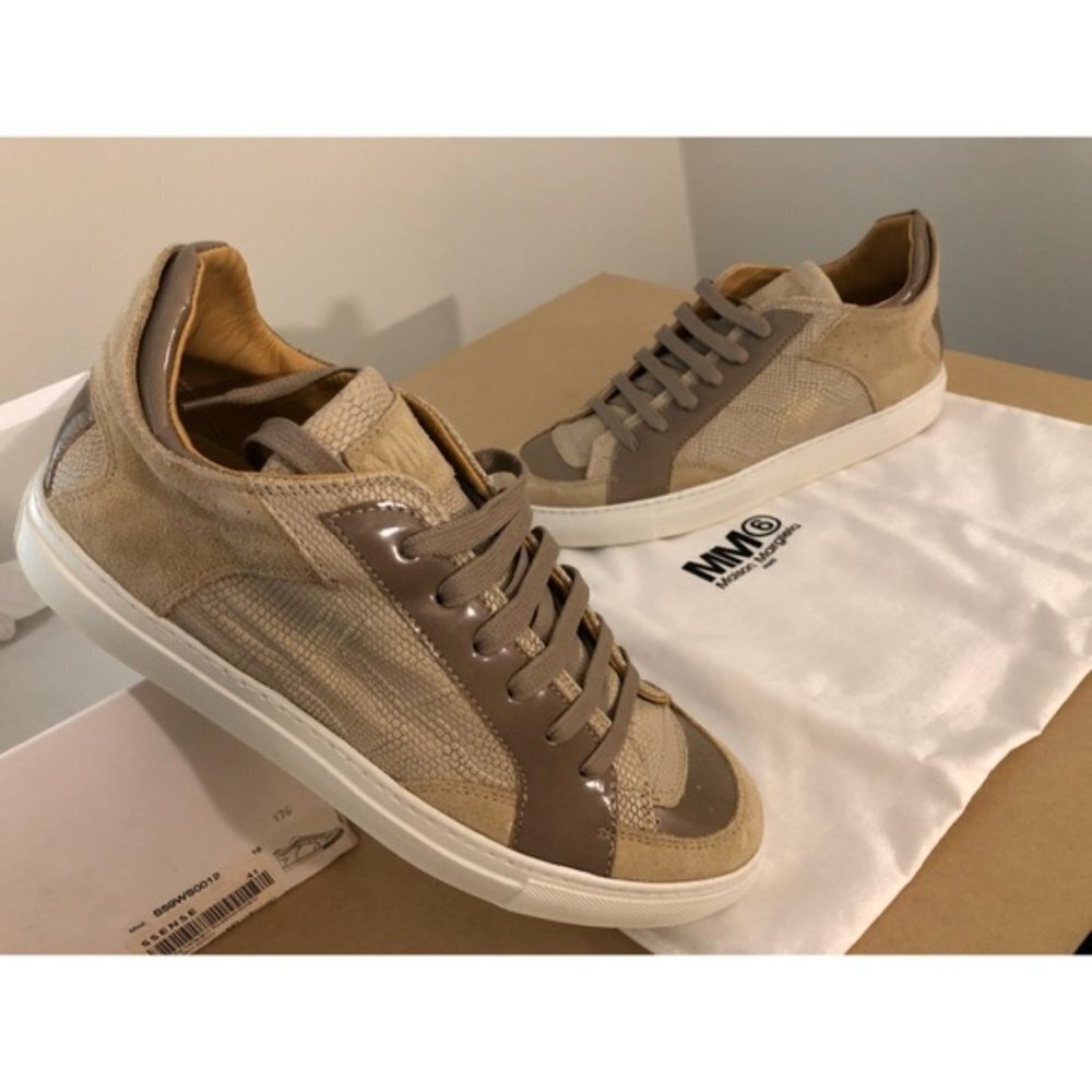 Unisex MM6 Maison Margiela embossed suede patent leather luxury sneaker EU 41